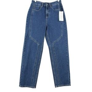 NWT Future Collective Reese Blutstein Women Blue Jeans Size 8 Straight High Rise